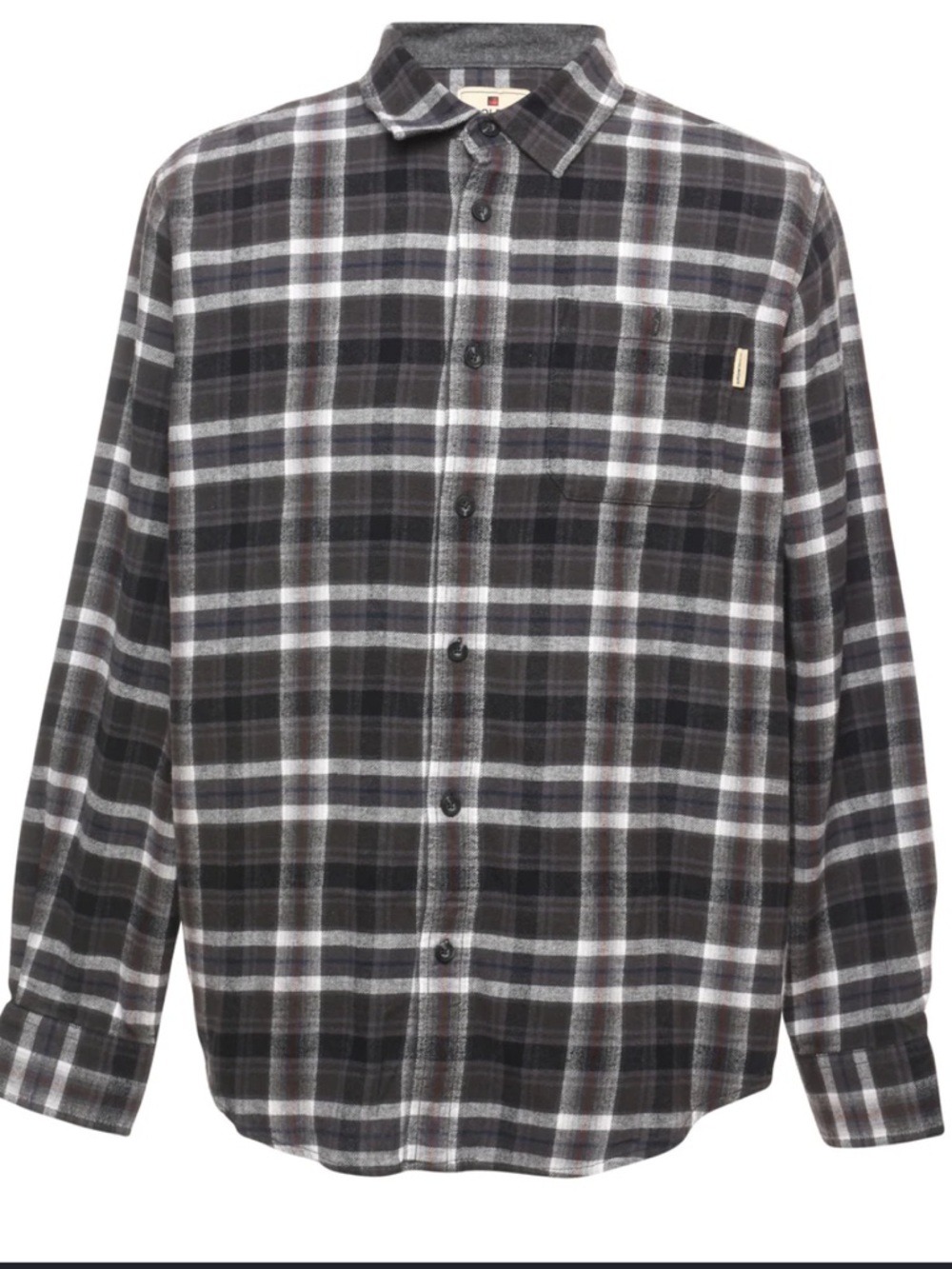 Woolrich Men's Black & Gray Plaid Button-Down Shirt - Casual Long Sleeve XL